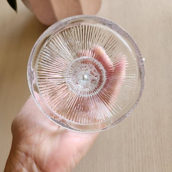 Clear pressed thick glass candlestick candle holder Victorian 90s vintage 6.5" - Picture 4 of 5